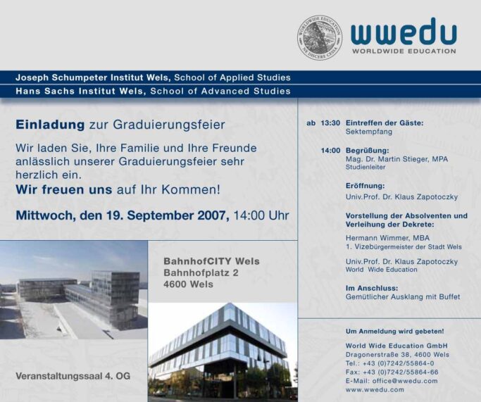 Einladung Graduierungsfeier 19 09 2007