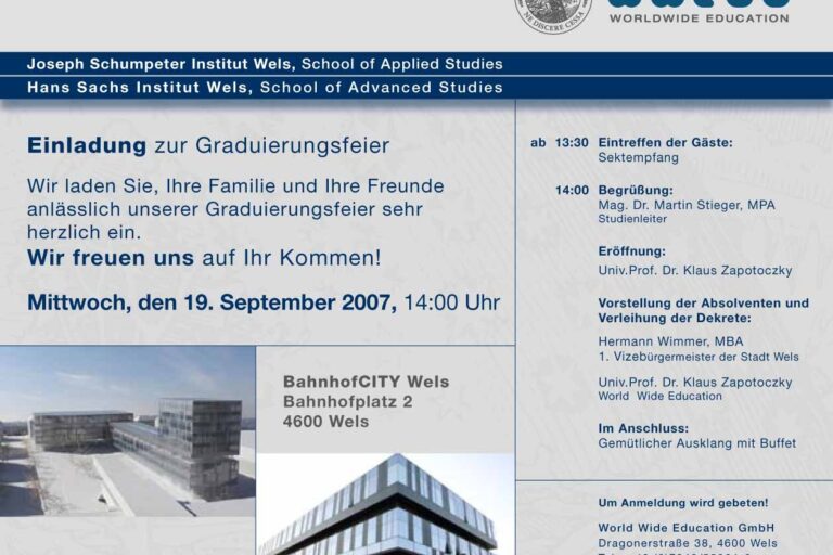 Einladung Graduierungsfeier 19 09 2007